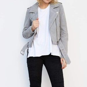 Blank NYC Gray Suede Moto Jacket, Medium